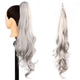 Extension queue de cheval Capellia Chic en teinte Gris, présentée seule et portée sur un mannequin avec de longues ondulations